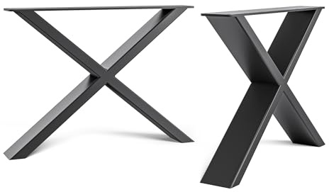 The Hairpin Leg Co. X-Frame Metal Coffee Table Legs, 35 x 48cm, Black | Coffee table; powder coat; 75x25mm box section steel; TIG welded; 2 legs; screws, floor protectors & build guide; indoor only