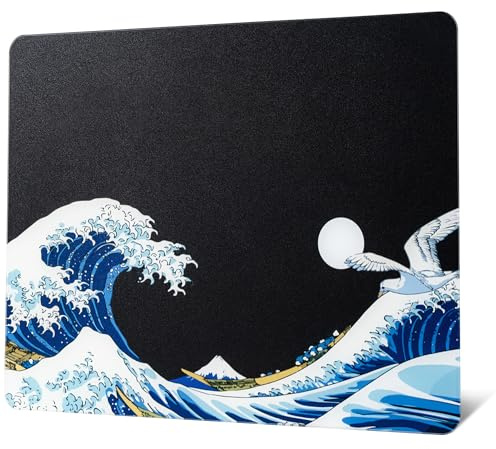 XVX Glass Mouse Pad for Gaming, Black Coral Sea Hard Gaming Mousepad, Professional Large Mouse Mat 16.2 x 12.2, Special Glass Surface with Improved Precision and Speed