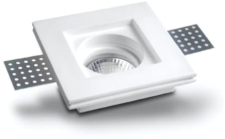 damastoreitalia Portafaretto da Incasso in Gesso quadrato 100x100mm per Faretti GU10 Design a Scomparsa Foro Incasso 105x105mm Installazione in Cartongesso (1 pezzo)