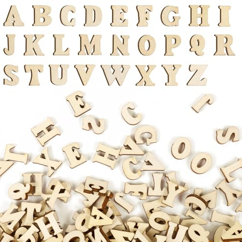 LXUEJIE 208 Stück Holzbuchstaben Klein, 15mm Holz Buchstaben Klein | Holzbuchstaben zum Basteln kleine Buchstaben Deko Großbuchstaben A-Z für Kunsthandwerk DIY Kindererziehung