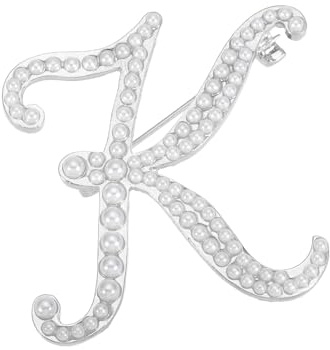 PATIKIL Buchstaben Anstecknadel Perlen Initial Alphabet K Buchstaben Anstecknadel Silberfarben