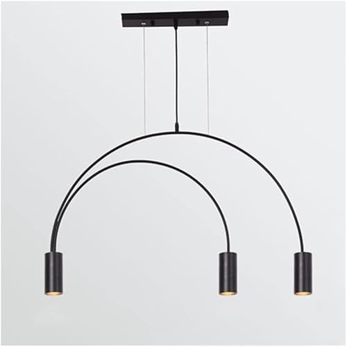 Lampadario in metallo nero oro con linee geometriche, lampada a sospensione a forma arcuata, lampada a sospensione regolabile in altezza, Lampadario