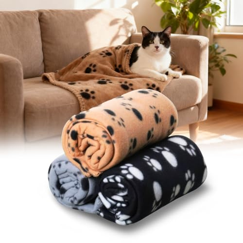 3 Pièces Plaid Chien, 60 X 70 cm Double Face Couverture Animaux | Lavable Universelle Couverture pour Animaux aux Chiens et Chats de Petite et Moyenne Taille, Caisses de Transport, Canapés