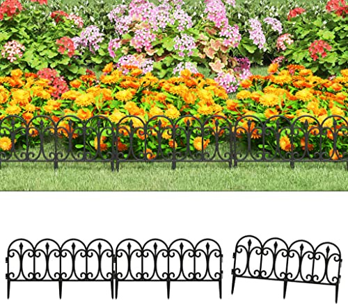 SKM Bordures de pelouse 17 pcs Noir 10 m PP,Quincaillerie,Clôtures & rières,Murets & Bordures de Jardin,Noir,2.64KG,318293