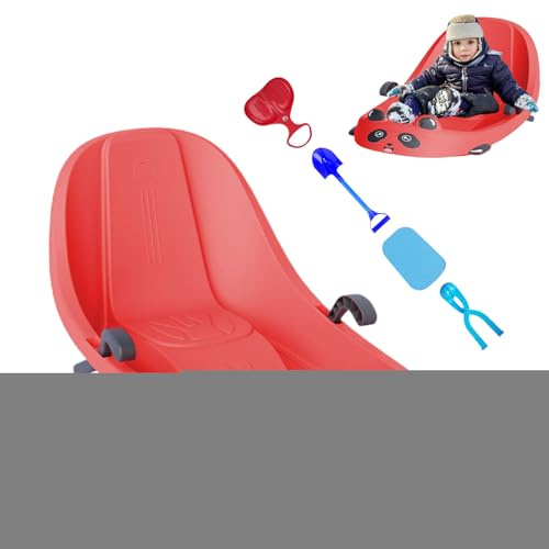 Slitta per bambini, sport invernali con schienale, slitta per bambini con freno integrato, per bambini in età prescolare con colline innevate, parco giochi