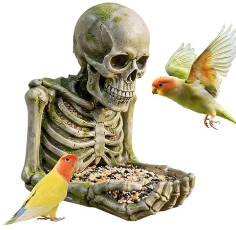 Vogelfutterstation – Totenkopf-Design wasserdicht, hängende Fütterung mit Spender, hängende Vogelfutterstation Terrasse Rasen Outdoor, Hinterhof Balkon Vogelbeobachtung, Park Deck Terrasse