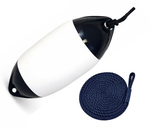 DAHLMANN Bootsfender Langfender Heavy Duty – Robuster Stegfender für Motorboot & Yacht inkl. Fenderleine, zuverlässiger Schutz beim Anlegen 15 x 61 cm - Robuste Ausführung