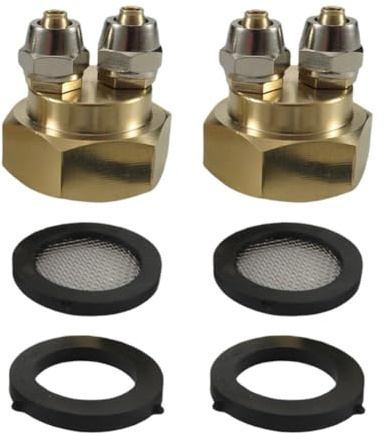 WheatThrive 2-Pack 3/4'' GHT Female to 1/4'' Dual Barb Hose Adapter, Brass Drip Irrigation Connector for Garden Tubing