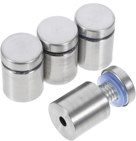 MINAOLULUS 4pcs Stainless Steel Advertising Nails with Glass Fixing Hardware for Acrylic Sign Mounting Wall Sign Holders with Silicone Rings and Screw Tubes