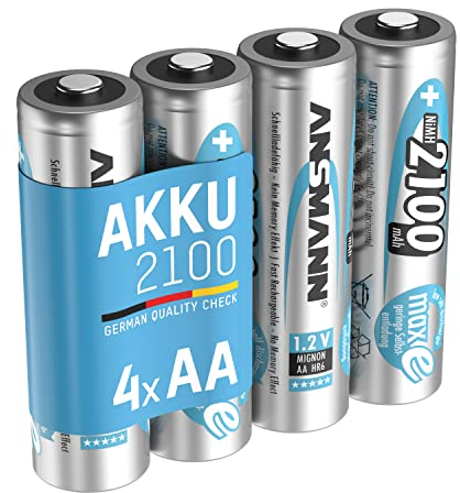 ANSMANN 4x Batterie ricaricabili stilo AA - 2100 mAh 1,2V NiMH - Pila a ricarica veloce - fino a 1000 cicli di ricarica eco-friendly