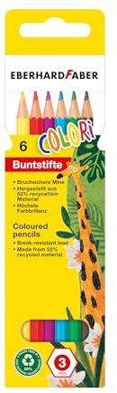 Eberhard Faber 514806 - Colori crayons de couleur hexagonaux, en 6 couleurs, en étui carton, pour peindre, illustrer et dessiner