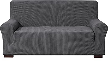 EBETA Sofabezug Elastisch Sofaüberwurfe, Sofahussen komplett Sofaschoner Hussen für Sofa, Couch, Sessel 2 Sitzer (Grau, 145-185 cm)