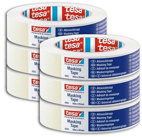 Lot de 6 TESA KREPP Masquage standard - Largeur 25mm