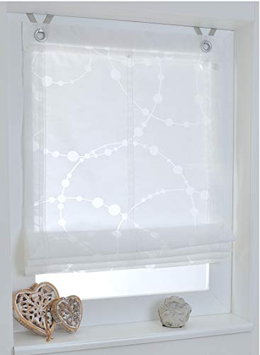 Raffrollo Ösenrollo Cadena Weiss modern Breite ca. 60 x Höhe ca. 140 cm