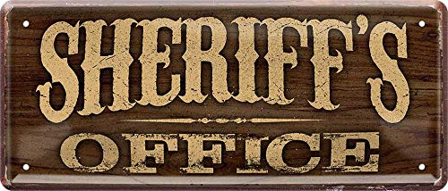 schilderkreis24 Divertido cartel decorativo de metal con texto Sheriff's Office para puerta de entrada, idea de regalo para cumpleaños o Navidad, 28 x 12 cm
