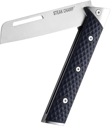 Steak Champ Outdoor-Messer BBQ Master, Folder, 12 cm: Klappmesser, aus Klingenstahl, mit Sicherheitsverschluss und Anti-Rutsch-Griff, klappbar