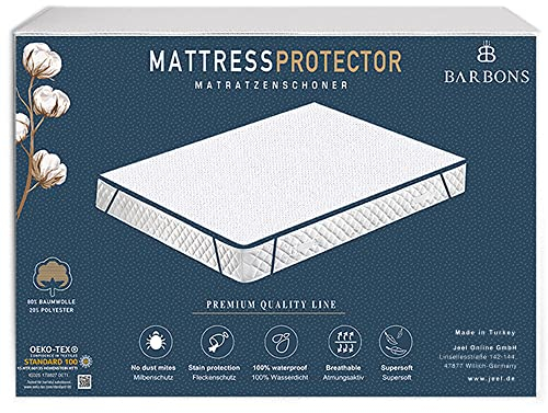 BARBONS Matratzenschoner 90 x 200 - Oeko-TEX Zertifiziert wasserdichte Matratzenauflage Baumwolle Inkontinenzunterlage waschbar Nässeschutz Matratzenbezug Atmungsaktiv 90x200 cm
