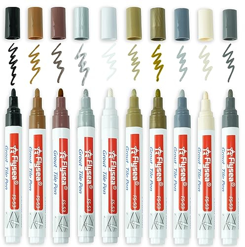 10 Pieces 10 Colors Colorful Tile Grout Pen Tile Gap Repair Color Pen Tile Paint Markers for Tiles Floor Wall Bathroom Kitchen Repair Tools(Multicolor,10 Pieces)