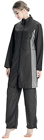 AllMonyba Femmes Musulman Maillot De Bain 3 Pièces Ensemble Islamique Sport Maillots De Bain Beachwear Couverture Complète Burkini avec Bonnet De Natation