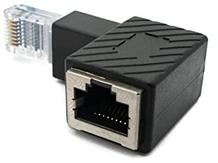 System-S LAN Adapter RJ45 Stecker zu Buchse Winkel Ethernetadapter Kabel in Schwarz