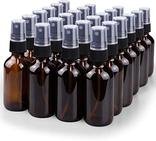 Wedama Spray Bottle, 2 oz Fine Mist Glass Spray Bottle, Little Refillable Liquid Containers for Watering Flowers Cleaning (24 Pack, Amber)