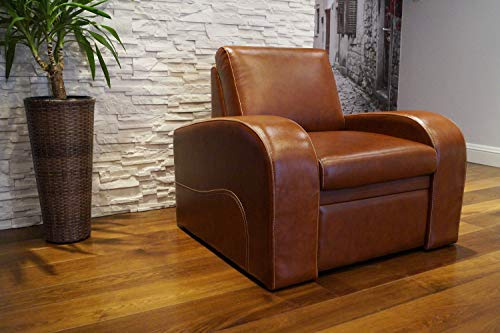 Quattro Meble Sessel Oslo FS Leder Rindsleder Wohnzimmer Fernsehsessel Hotel Loungesessel Echtleder Antique Tabac, Creme, 95 cm