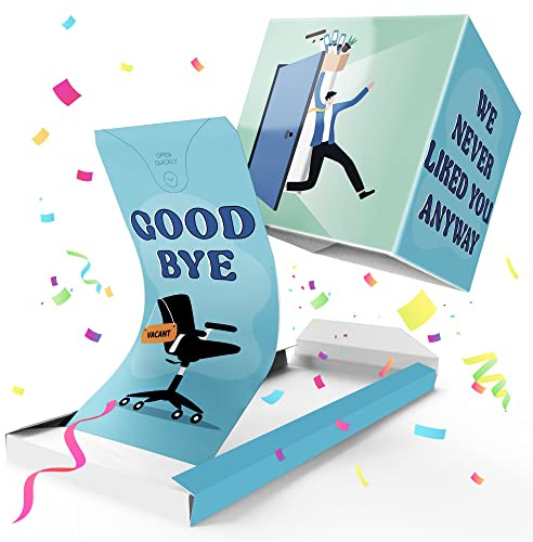 Notta&Belle FEEL LOVE EVERY MINUTE «BOOM!» Explosion Abschiedskarte – Good Luck, Karte zum Abschied von Kollege und Kollegin, Lustige Ruhestandspostkarte, Ruhestand & Jobwechsel, Neue Abenteuer
