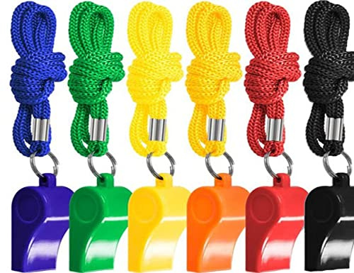 ZoeTekway 6 Stück trillerpfeife, Plastik Pfeifen mit Lanyard, Lauter Ton Sport Schiedsrichterpfeife, Sportpfeife im Training Überlebensnotfall Sport,für Trainer Schiedsrichter Lehrer Notfall
