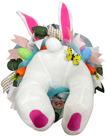 Lecerrot Osterkranz Mit Osterhasenkranz Osterkranz Mit Hasenpopo Osterkranz Deko Ostern Mit Hintern Anhänger Türkranz Deko,Haustür Willkommens Deko zum Aufhängen,Simulationsgirlande