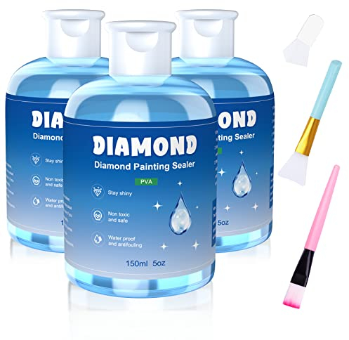GHHKUD Diamond Painting Versiegelung 450ml - Diamant Painting Zubehör für Strahlend Glitzernde Bilder - Diamond Painting Kleber mit Bürste,Transparente Schutz Versiegelung für Diamond Painting&Puzzle