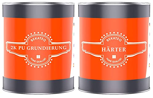 BEKATEQ 2K PU Grundierung in weiß matt 1kg für innen und aussen - Tiefengrund für GFK, Kunststoff, Stahl, Beton, Fliesen, Poolbecken, Schwimmbecken - Haftgrundierung für 2K PU Decklack LS-350