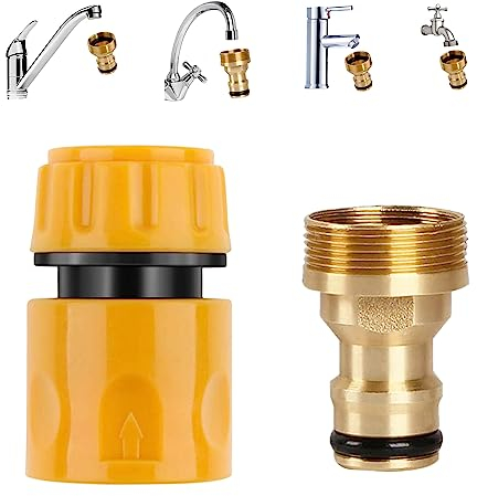 Universal Kitchen Mixer Tap Hose Connector & End Quick Connector, Sink to Outside Hose Pipe Fitting,Universal Kitchen Tap,for Standard Indoor Threaded