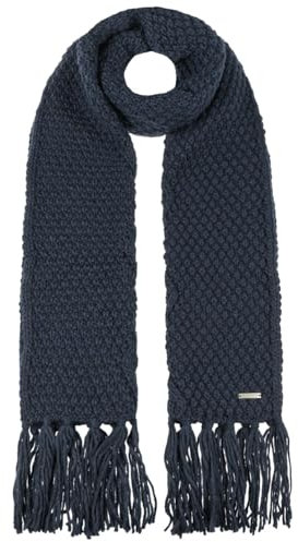Seeberger Salvirola Strickschal Damenschal Fransenschal Winterschal Damen - mit Fransen Winter Herbst-Winter - One Size dunkelblau