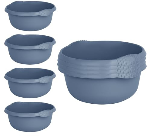 M1SS 36cm Washing Up Bowl 10L litres - Navy Blue Large, Plastic Round Kitchen Basin Sink Cutlery Tidy Bowl Ideal for Easy Kitchen Daily Routine, Sink, Basin Wash and Many More (Set of 8)