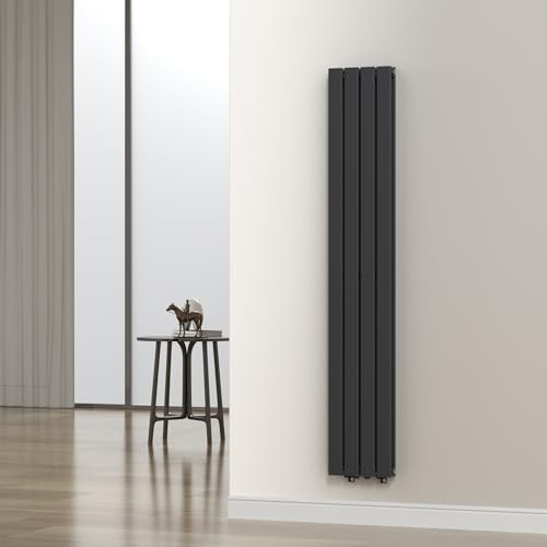[neu.haus] Termosifone da Parete Radiatore Design Riscaldamento ad Acqua Calda Termoarredo a Pannello Doppio con Elementi Piatti 180 x 30 cm - Nero