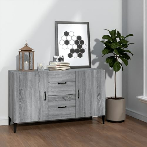 LAPOOH Sideboard, Schlafzimmer Kommode, Komodenschrank, Küchenschrank, Commode, Flurkommode, Schrank, Schlafzimmerkommode, Grau Sonoma 100x36x60 cm Holzwerkstoff