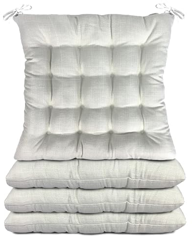 TIENDA EURASIA - Cojines para Sillas, Pack de 4 Unidades, Medida 40 x 40 x 5 cm, Cojín de Asiento de Relleno de Fibra Acolchada, Colores Pastel, Ideal para Cocinas, Comedores, Terrazas (Crudo)
