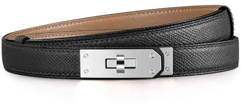 Tonsunul Gürtel Damen Ledergürtel Damen, Verstellbar, Hochwertiges Leder, Design in Schwarz mit Silber-Schnalle, Perfekt für Jeden Anlass, Geschenk Muttertag