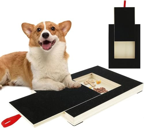 JETHMA Dog Nail Scratch Board File, Wooden Dog Scratch Pad with Built-in Snack Box Stress-Free and Soothing Puppy Nail Scratch Pad Alternative to Dog Nail Clippers & Grinders (black)