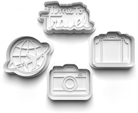 Cookie Cutters Set 4 PCS Travel Vacation Holiday Cookie Stamp Cookie Cutter Mould Dough Fondant for Kid DIY Cookie Making