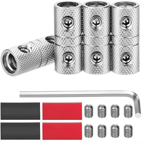 4-pack Gauge Wire Splice Connectors 0-gauge Battery Cable Couplers,Extend Or Connect Cut Wires Car Audio Conversion Power Cord Extension 0-gauge Wire Connector Terminal