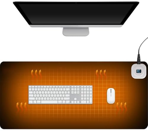 Beheizte Schreibtischunterlage, Beheiztes Mauspad, mit 6 Heizstufen & 4 Stunden Automatischer Abschaltung Tischunterlage, Beheizbare Schreibtischunterlage, Mauspad mit Funktion Heizung Wasserdichte