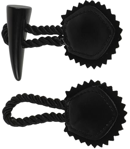 NUOBESTY 4 Sets Cow Horn Toggle Buttons for Coats Leather Sew on Coat Buttons Large Black Clothing Accessories