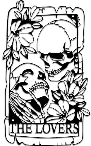 Rajukit Metal Wall Gothic Room Decor Lovers Skulls Indoor Outdoor Decor, Skull Wall Decor Gothic Home Decor Romantic Metal Wall Art For Patio, Balcony, Living Room, Garden Fence