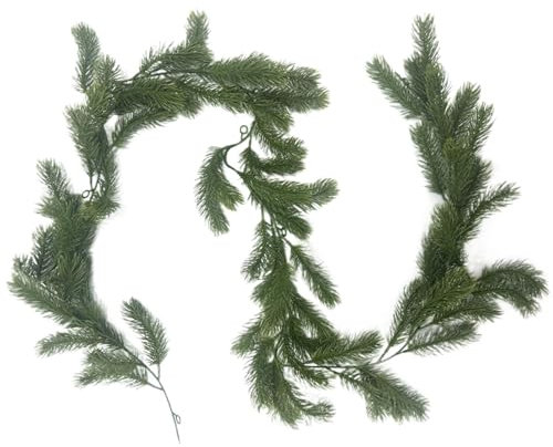 Gvblkq Weihnachten Kiefer Girlande, Norfolk Kiefer Girlande, Real Touch Kiefer Girlande, Tannennadel Girlande, Urlaub Tür Dekoration, Ornament, biegbare Weihnachtsgirlande, Tischdekoration