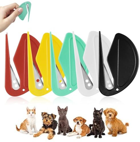 VZU 5 Stück Pet Knotting Comb, Pet Knotenkamm Entfilzungsmesser, Open Knot Comb, Entfilzungsmesser mit Stahlklinge, für Katzen und Hunde, für Katze Hundekamm zum Entfernen Von Verfilzungen