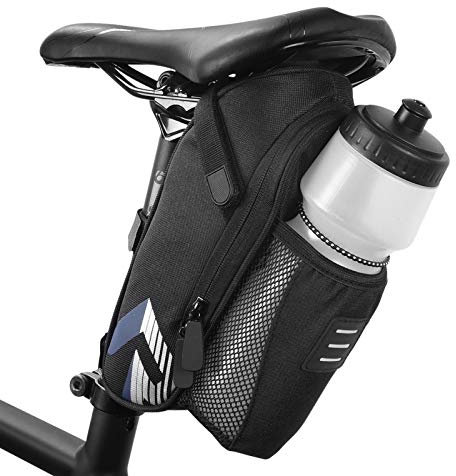 UPALDHOU Bike Bag, Pack with Water Bottle Holder Saddle Bag for Mountain Road Bikes