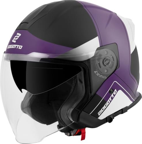 Bogotto H586 City-B Jethelm, schwarz matt/lila/weiß, XS