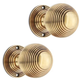 Infinity Decor Türknauf-Set mit rundem Rand, 60 mm, antikes Messing-Finish, für Innen- und Außentüren