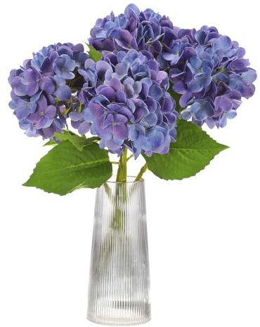 sourcing map 4 ortensie artificiali, 47 cm, in lattice, realistiche, per casa, cucina, feste, matrimoni, colore: viola e blu